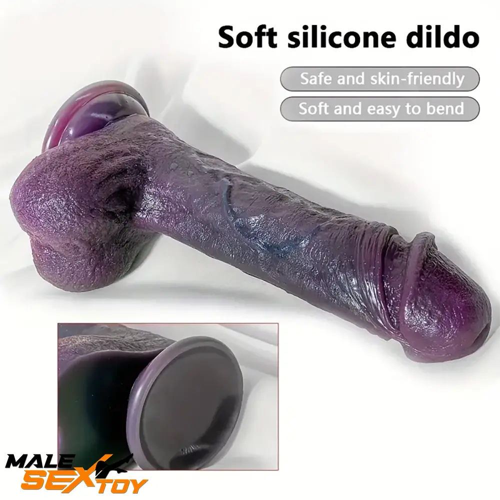 8.66in 8.74in 10.43in Big Ebony Silicone Flexible Dildo Anal Dilator Male Sex Toy