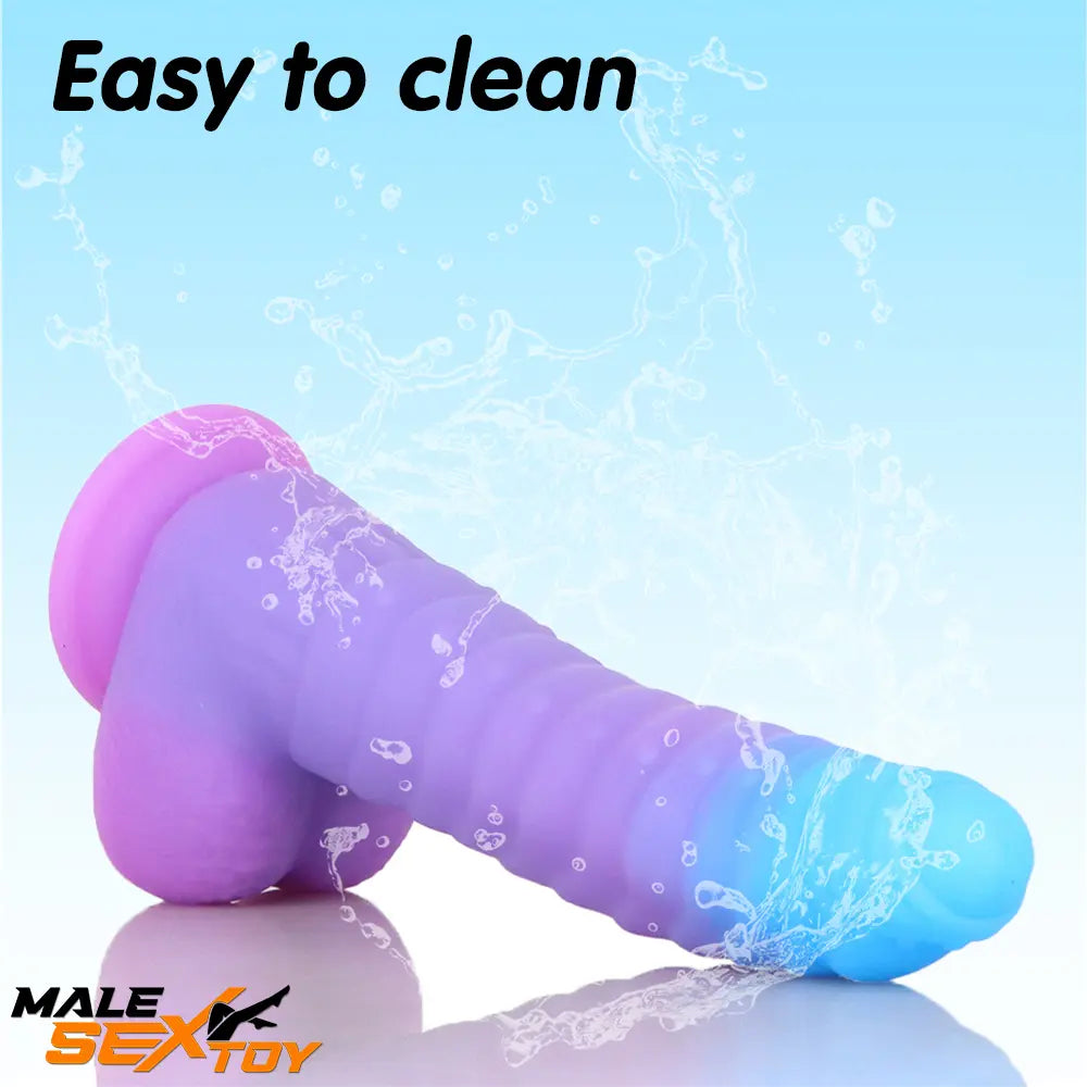 8.15in 9.06in Mixed Color Silicone Gradient Big Soft Odd Scale Dildo Male Sex Toy