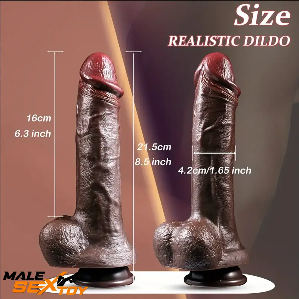 8.5in Unique Texture Soft Silicone Lifelike-Touching Suction Cup Dildo Male Sex Toy