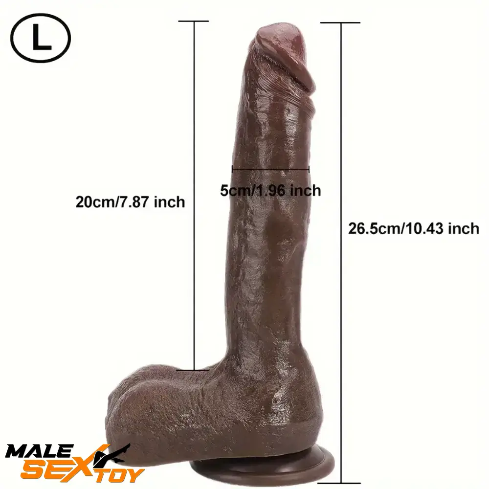 8.6in 10.43in Real Silicone Ebony Soft Big Dildo With Veined Shaft Male Sex Toy