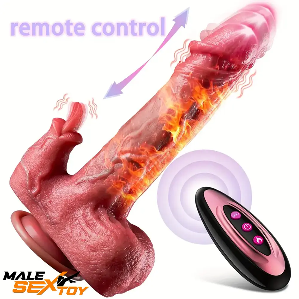 8.66in Realistic Thrusting Licking Heating Vibrator Electric Auto Dildo Male Sex Toy