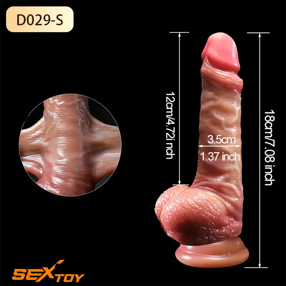 7.08in 8.46in Realistic Silicone Dildo For Adults With Sliding Foreskin Male Sex Toy