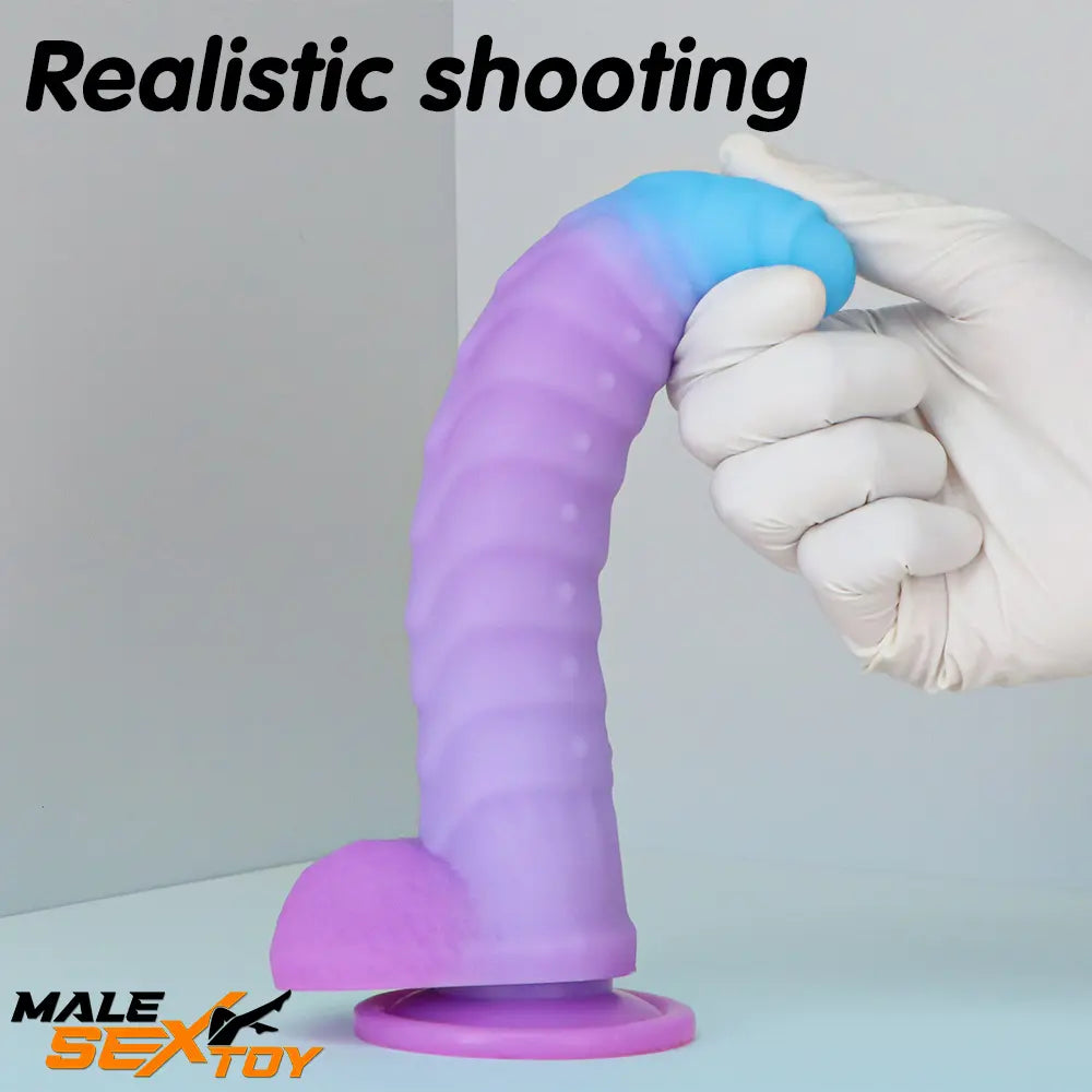 8.15in 9.06in Mixed Color Silicone Gradient Big Soft Odd Scale Dildo Male Sex Toy