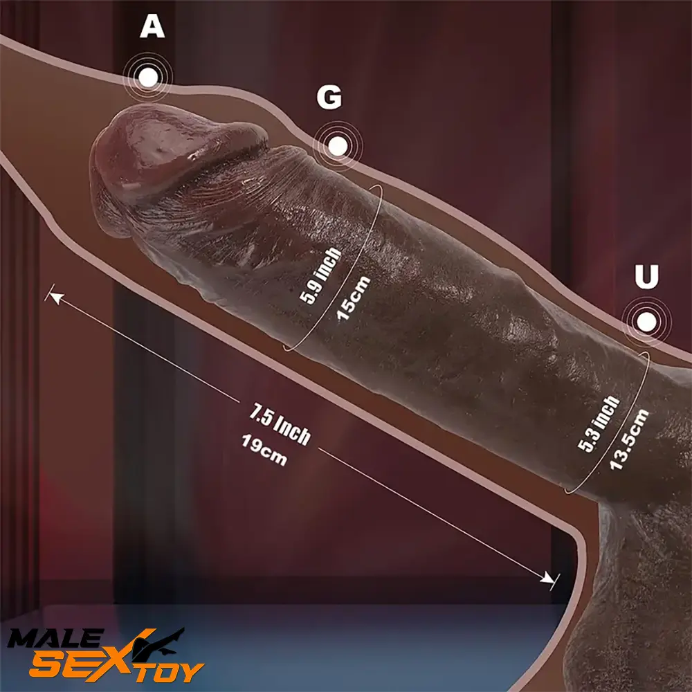 8.6in 10.43in Real Silicone Ebony Soft Big Dildo With Veined Shaft Male Sex Toy