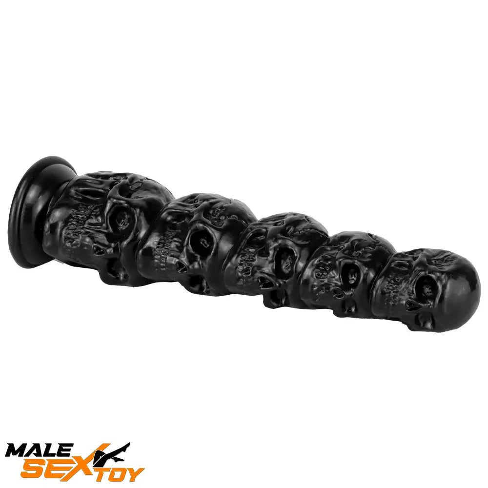 8.668in 11.86in 7.87in 11.02in Pumpkin Skull Odd Head Big Black Dildo Male Sex Toy