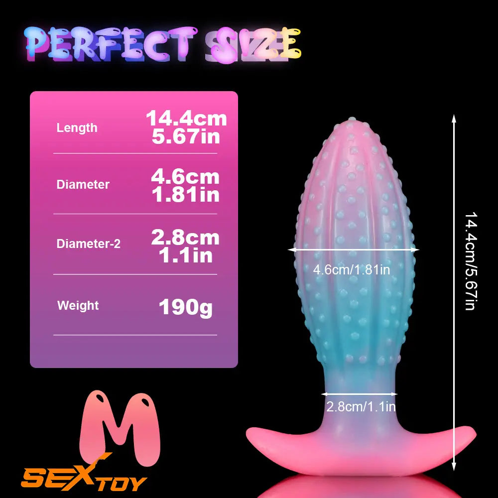 4.5in 5.67in 7.6in Silicone Soft Fluorescent Luminous Anal Plug Dildo Male Sex Toy