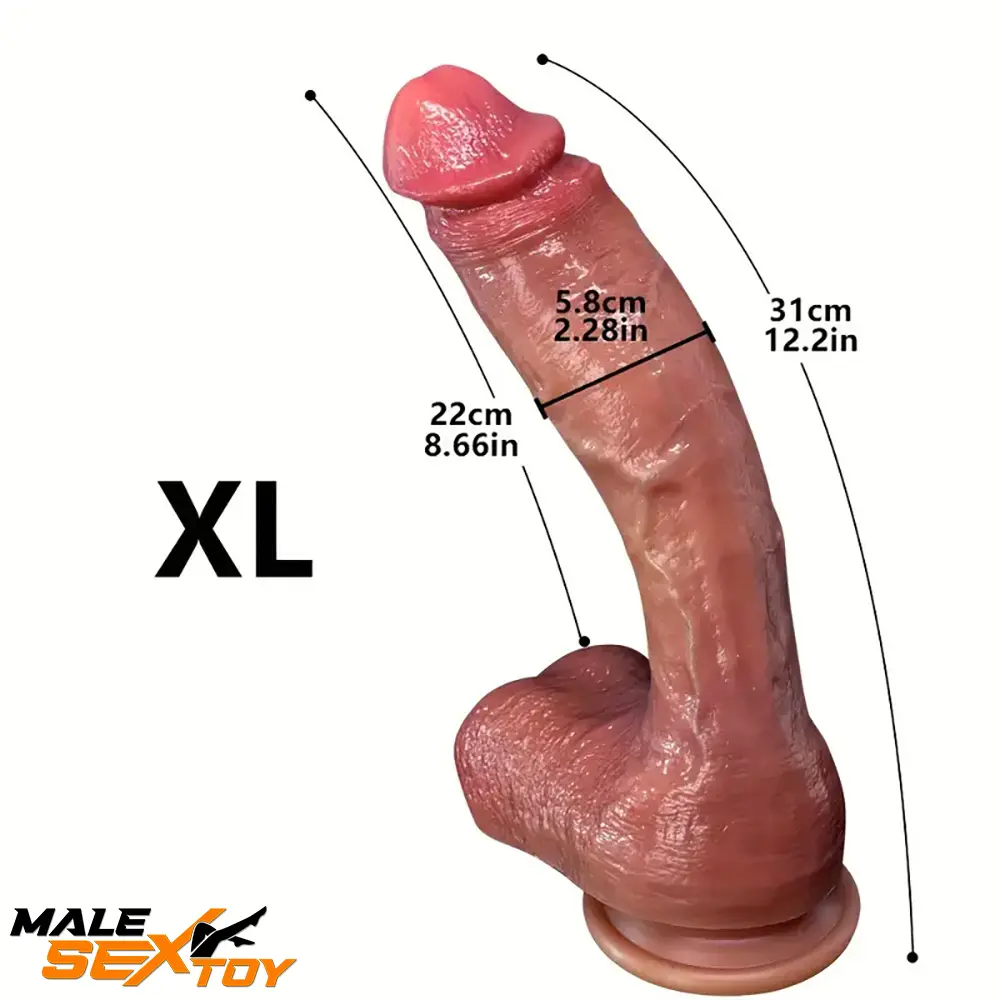 9.05in 10.43in 11.02in 12.2in 13.58in Soft Silicone Large Long Real Dildo Male Sex Toy
