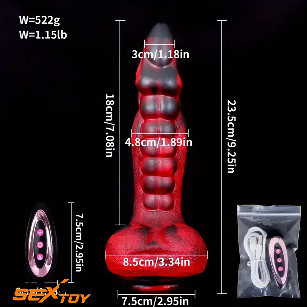 9.25in Retractable Heating Remote Control Vibrating Electric Dildo Male Sex Toy