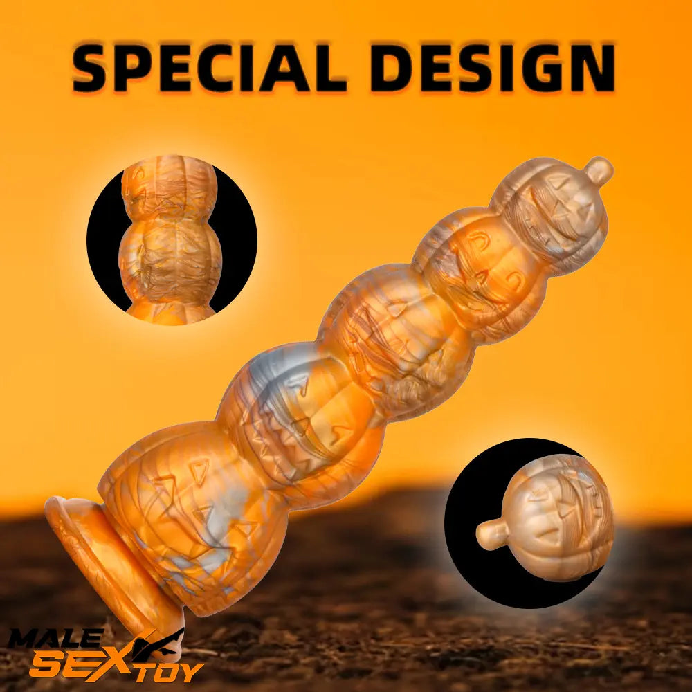 8.66in 11.85in 7.87in 11.02in Pumpkin Skull Silicone Dildo For Halloween Male Sex Toy