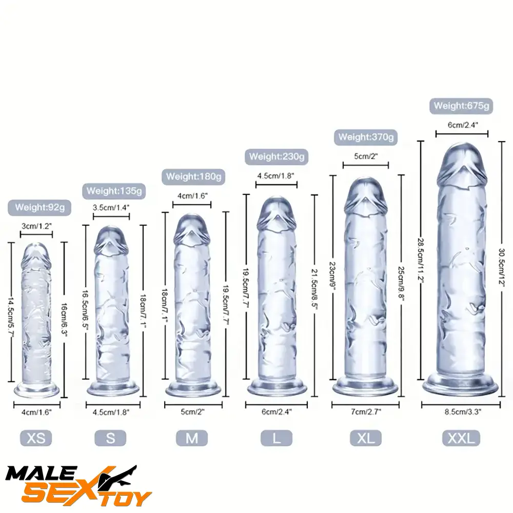 6.3in 7.1in 7.7in 8.5in 9.8in 12in Realistic Clear Dildo For Masturbation Male Sex Toy