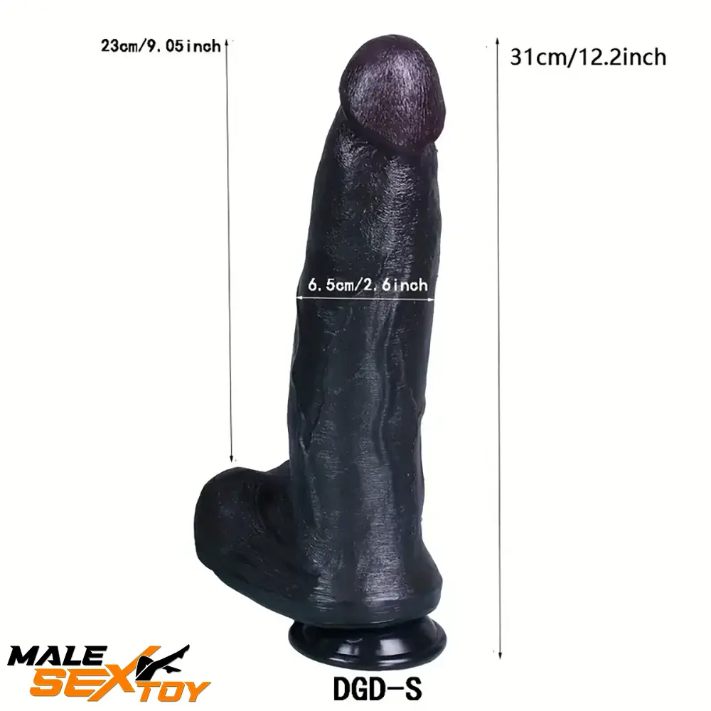 12.2in 13.4in Real Looking Silicone Big Long Flexible Ebony Dildo Toy Male Sex Toy