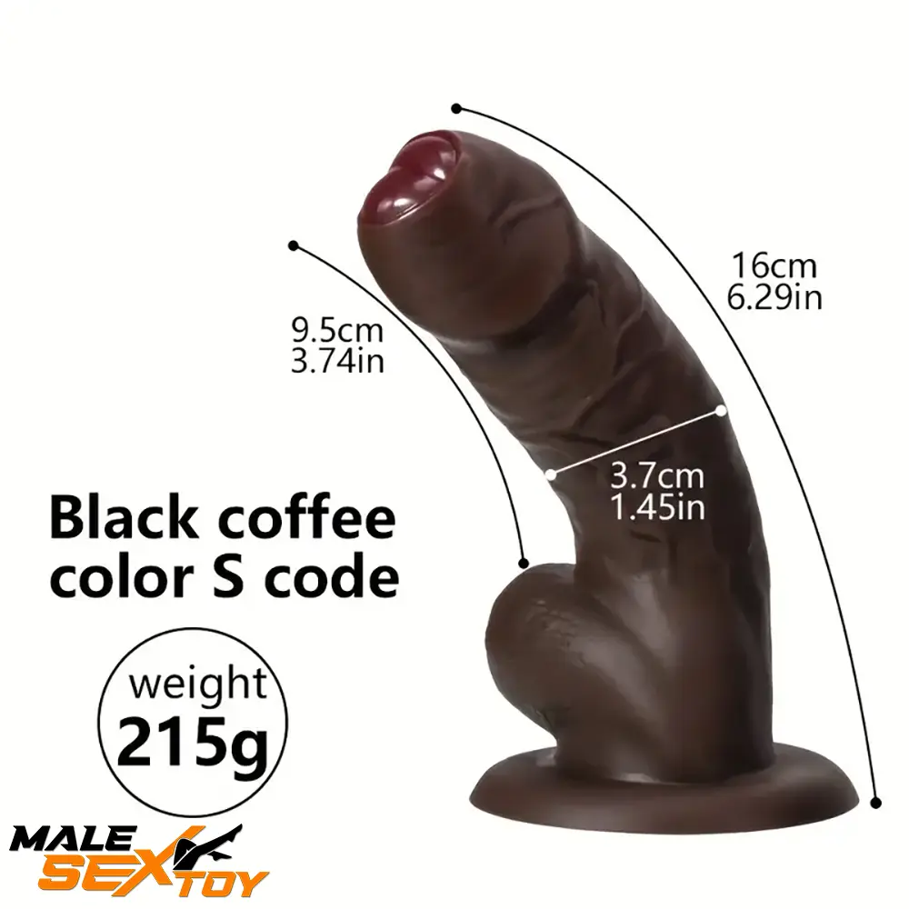 6.29in 8.26in 10.43in Ebony Silicone Soft Real Large Dildo Masturbator Male Sex Toy