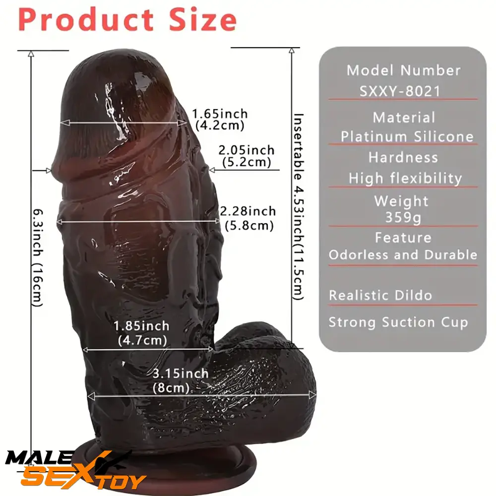 7.87in Superb Skin Sensation Silicone Soft Big Testicles Penis Dildo Male Sex Toy