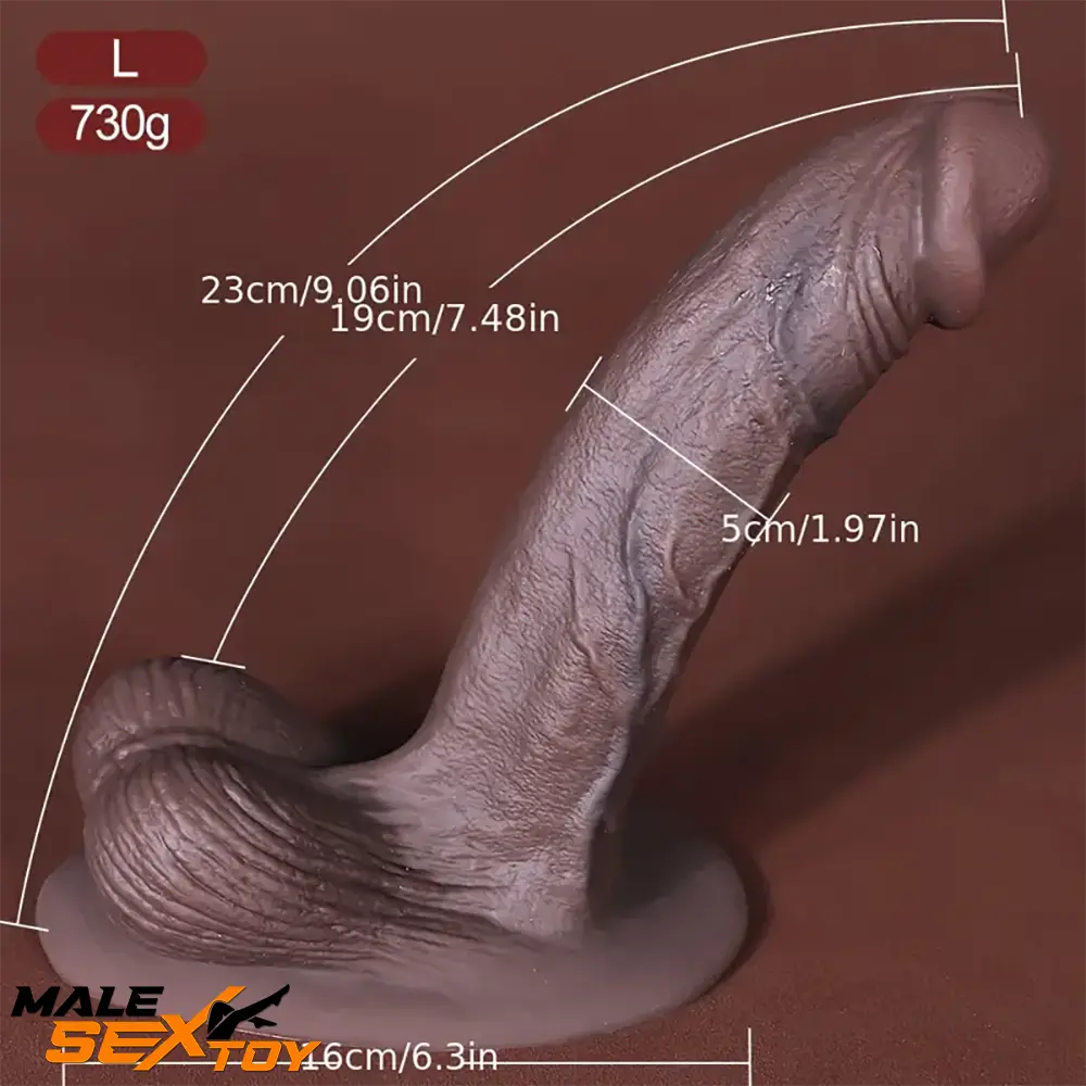 5.3in 7.09in 9.06in Ebony Silicone Soft Curved Dildo For Flirting Orgasm Male Sex Toy
