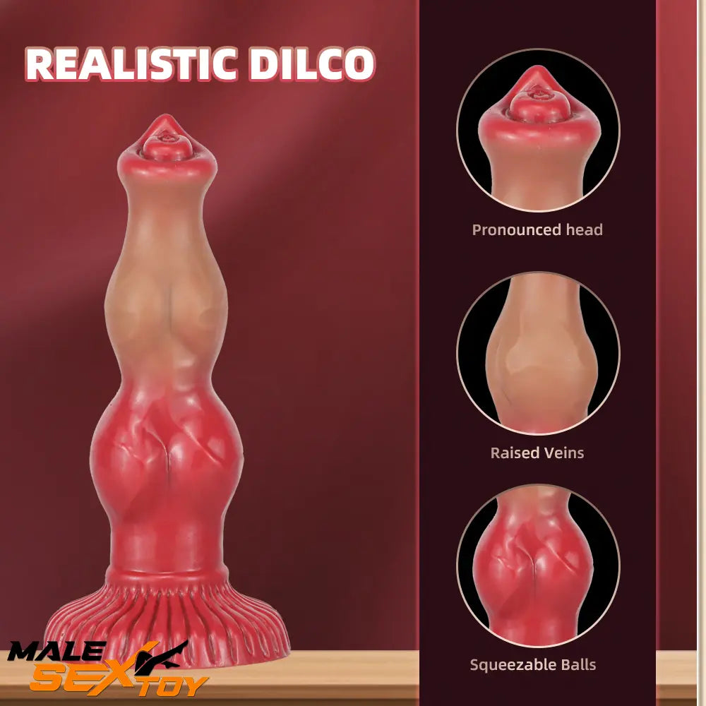 6.69in 7.48in 9.06in Silicone Fantasy Animal Dog Soft Cock Knot Dildo Male Sex Toy