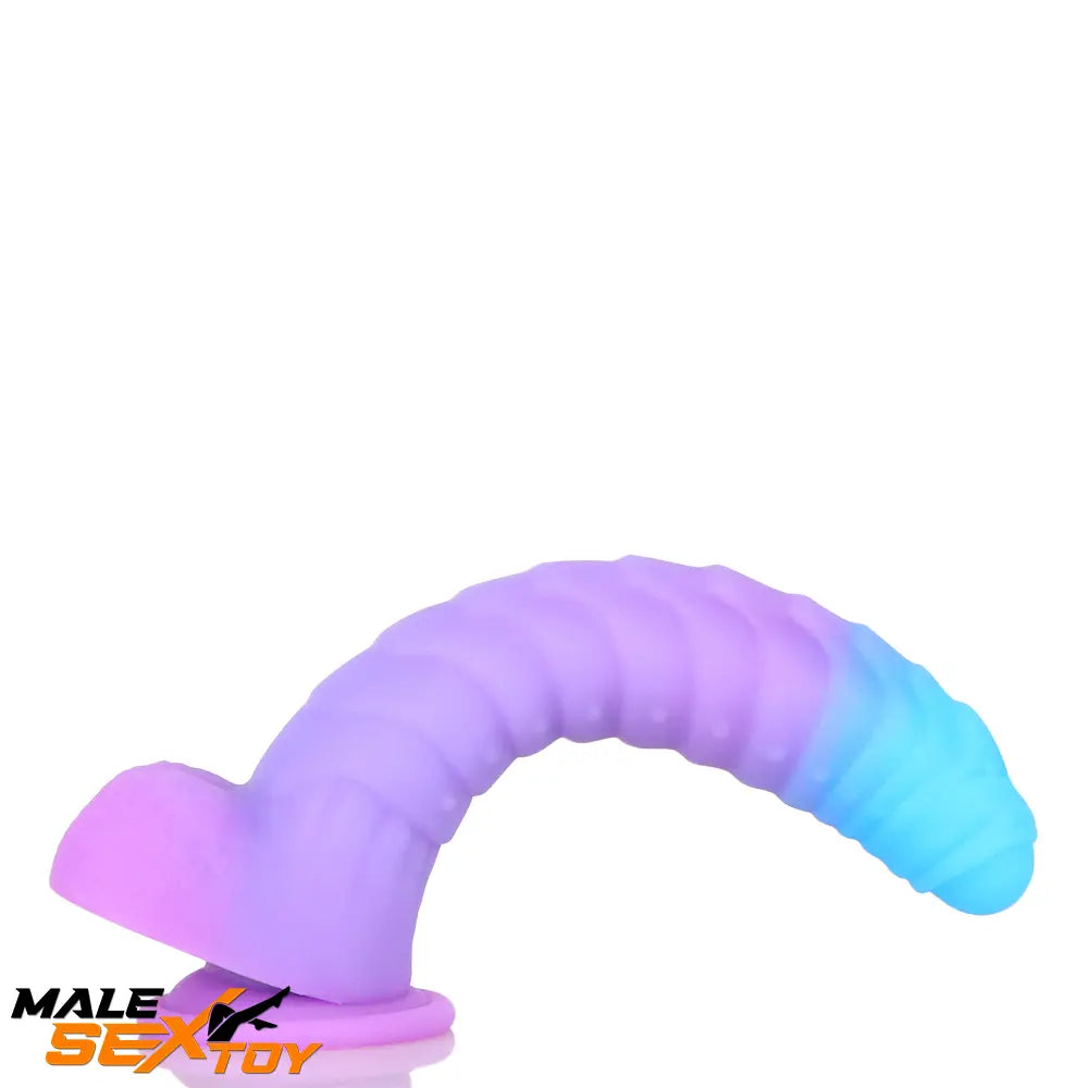 8.15in 9.06in Mixed Color Silicone Gradient Big Soft Odd Scale Dildo Male Sex Toy