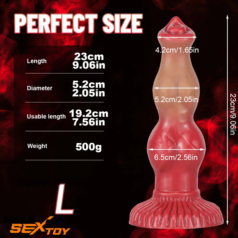 6.69in 7.48in 9.06in Silicone Fantasy Animal Dog Soft Cock Knot Dildo Male Sex Toy