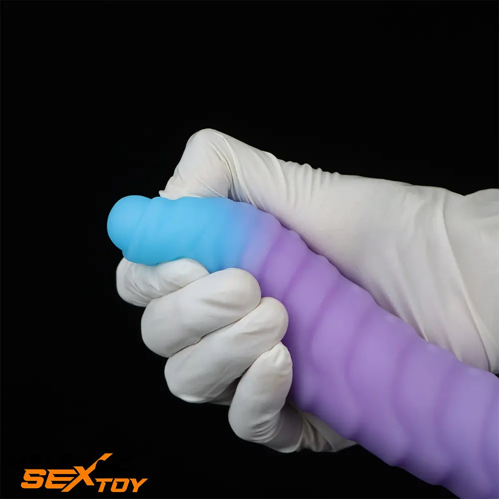 8.15in 9.06in Mixed Color Silicone Gradient Big Soft Odd Scale Dildo Male Sex Toy