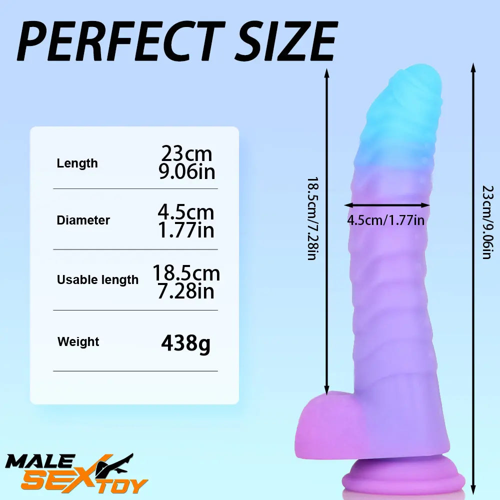 8.15in 9.06in Mixed Color Silicone Gradient Big Soft Odd Scale Dildo Male Sex Toy