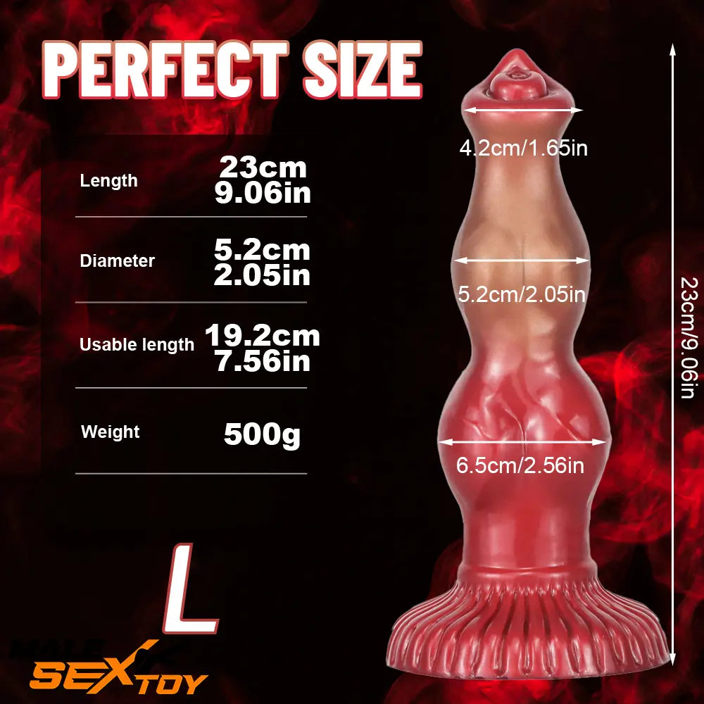 6.69in 7.48in 9.06in Silicone Fantasy Animal Dog Soft Cock Knot Dildo Male Sex Toy