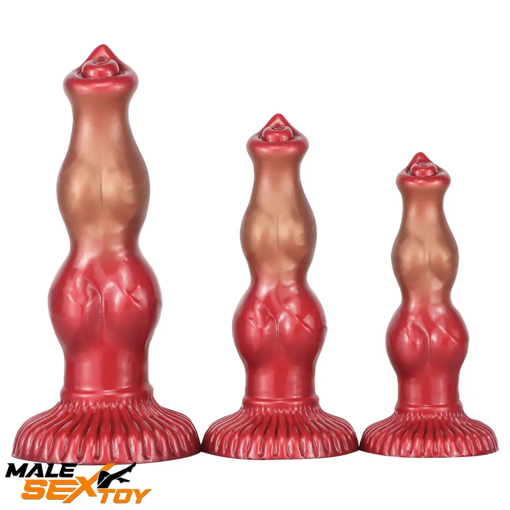 6.69in 7.48in 9.06in Silicone Fantasy Animal Dog Soft Cock Knot Dildo Male Sex Toy