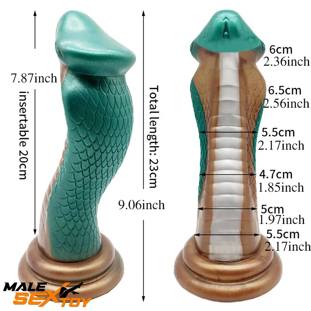 9.06in Silicone Soft Big Fantasy Snake Curved Dildo For Animal Love Male Sex Toy