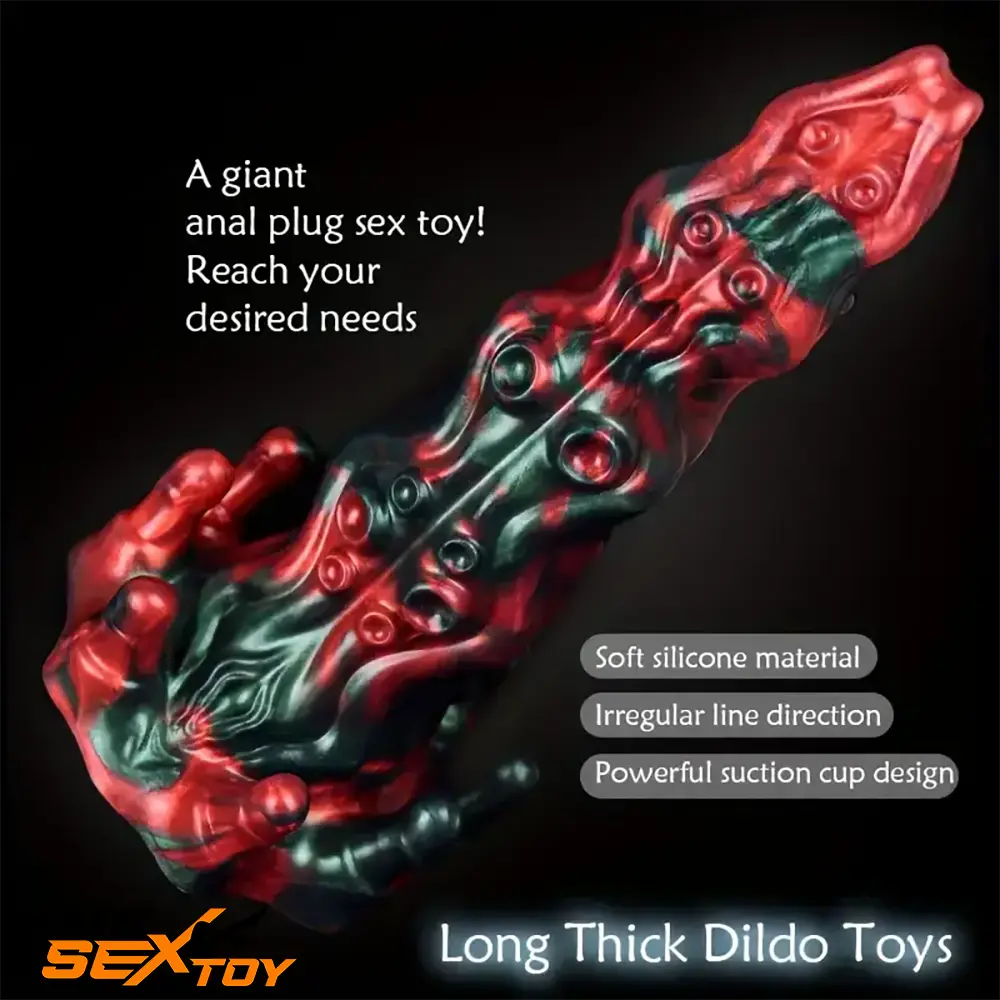 8.46in Red Devils Fantasy Big Monster Silicone Soft Dildo Love Penis Male Sex Toy