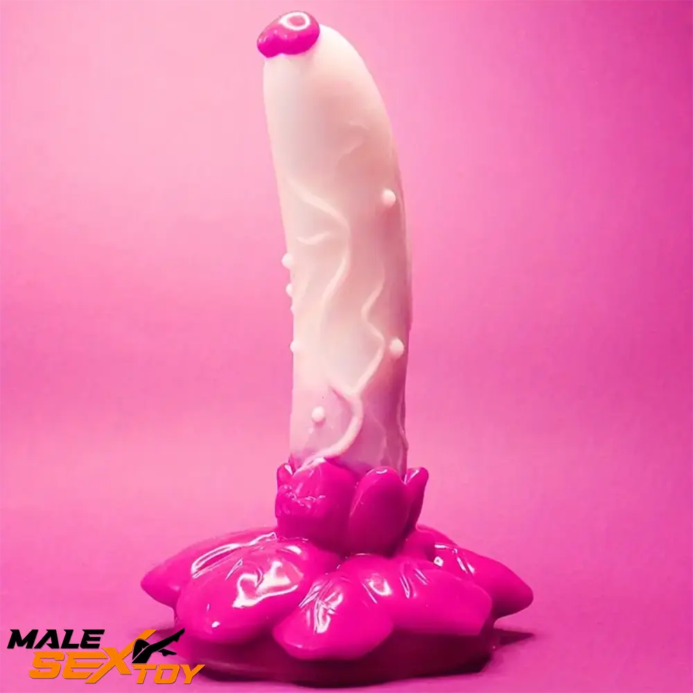 7.4in Soft Flexible Silicone Rose Shape Colored Particles Odd Dildo Male Sex Toy