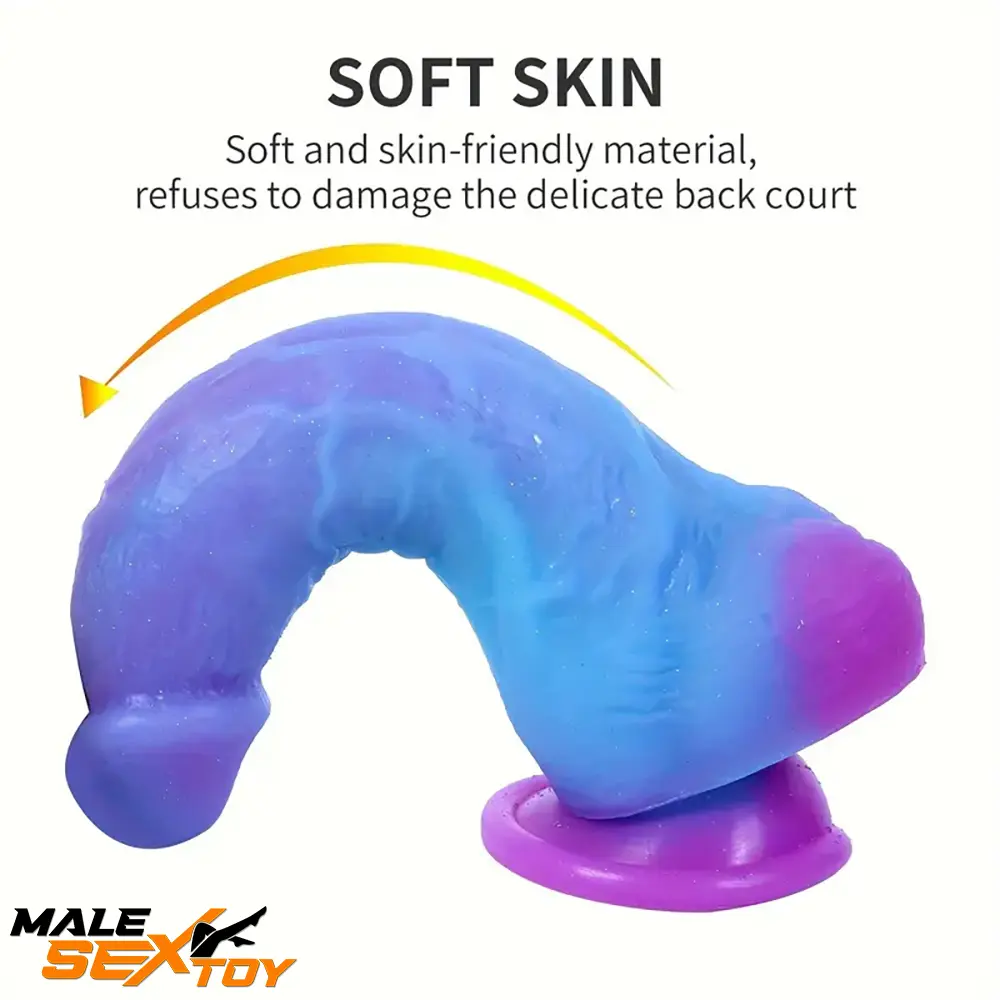 7.4in Unisex Soft Flexible Silicone Luminous Real Dildo Sex Love Toy Male Sex Toy