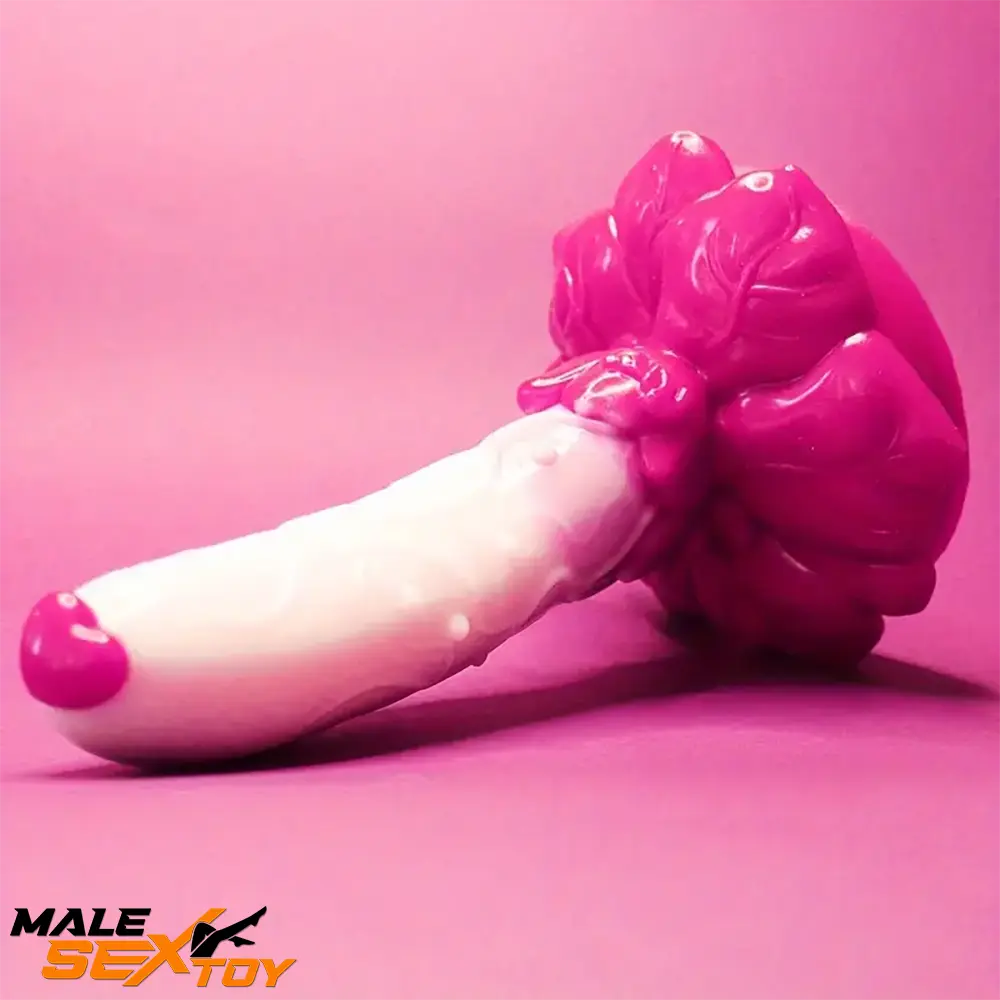 7.4in Soft Flexible Silicone Rose Shape Colored Particles Odd Dildo Male Sex Toy