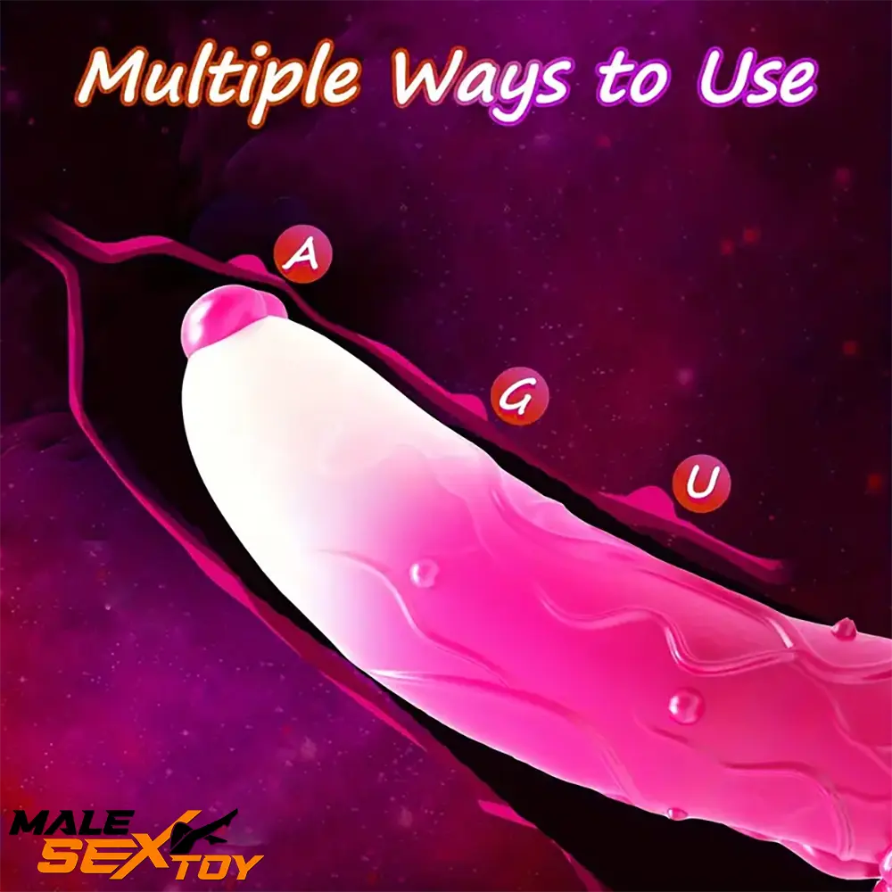 7.4in Soft Flexible Silicone Rose Shape Colored Particles Odd Dildo Male Sex Toy