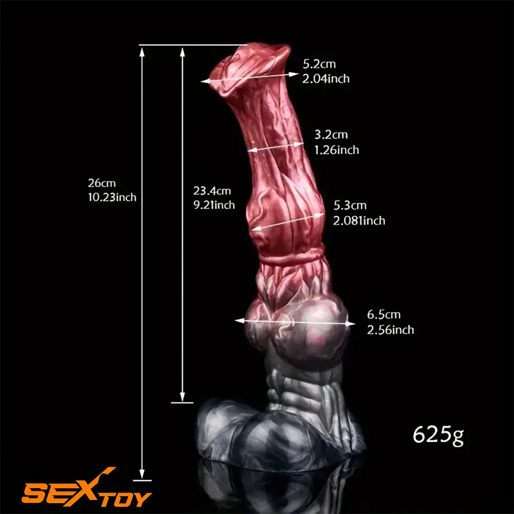 10.23in Large Animal Horse Cock Odd Knot Silicone Soft Dildo Dilator Male Sex Toy