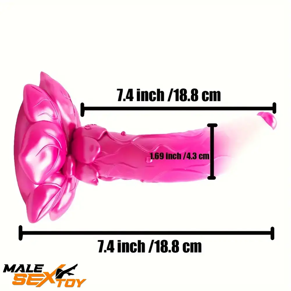 7.4in Soft Flexible Silicone Rose Shape Colored Particles Odd Dildo Male Sex Toy