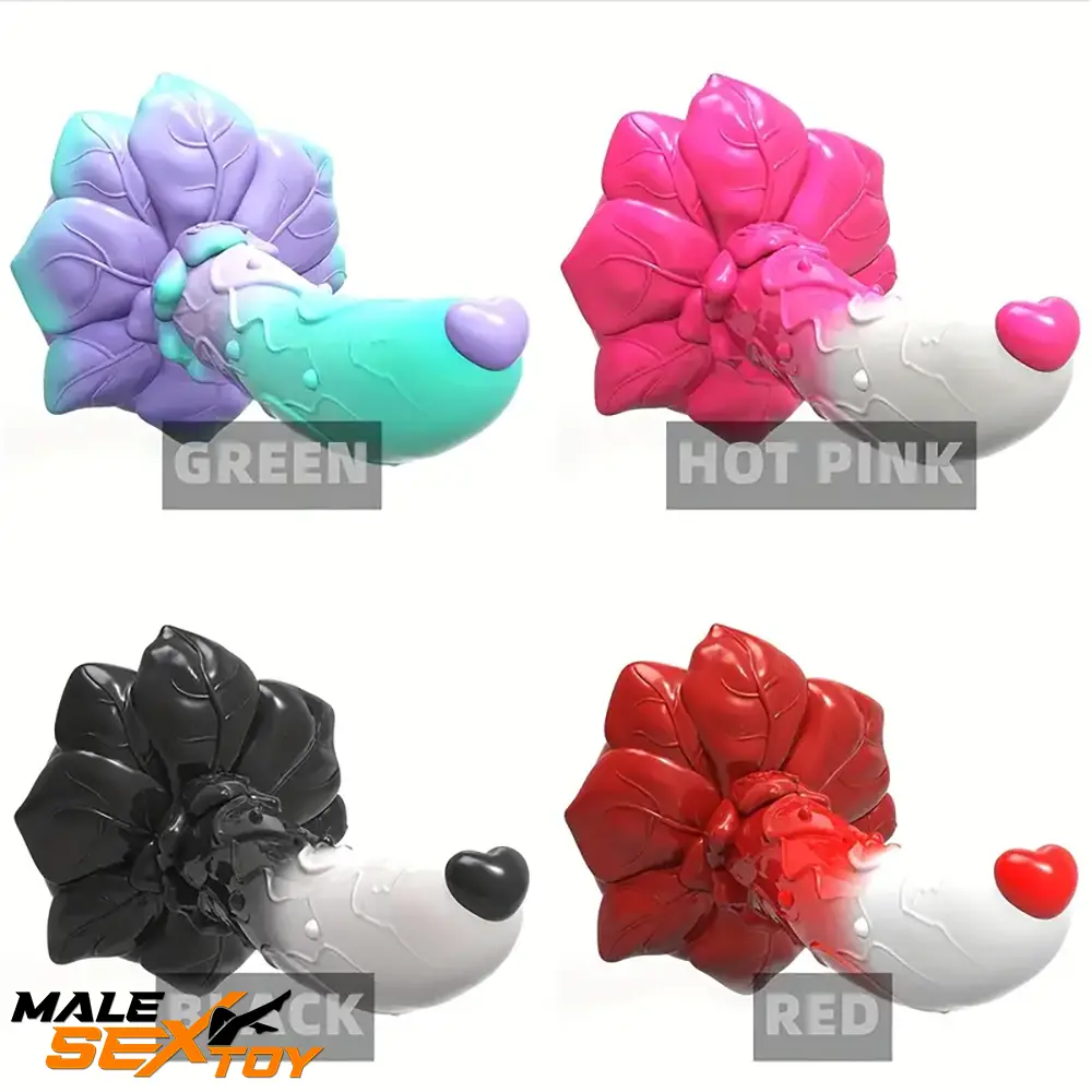 7.4in Soft Flexible Silicone Rose Shape Colored Particles Odd Dildo Male Sex Toy
