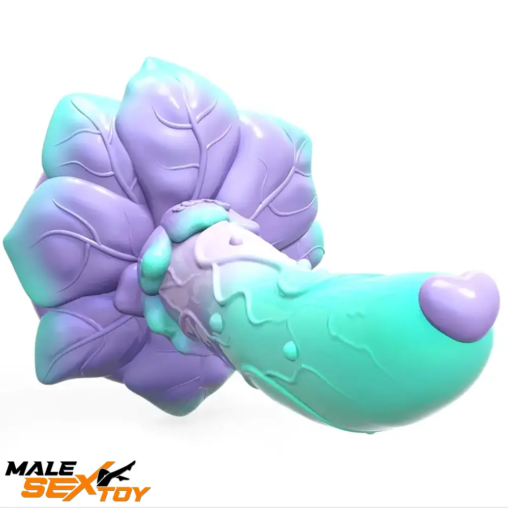 7.4in Soft Flexible Silicone Rose Shape Colored Particles Odd Dildo Male Sex Toy