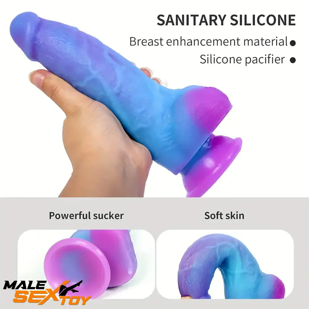 7.4in Unisex Soft Flexible Silicone Luminous Real Dildo Sex Love Toy Male Sex Toy