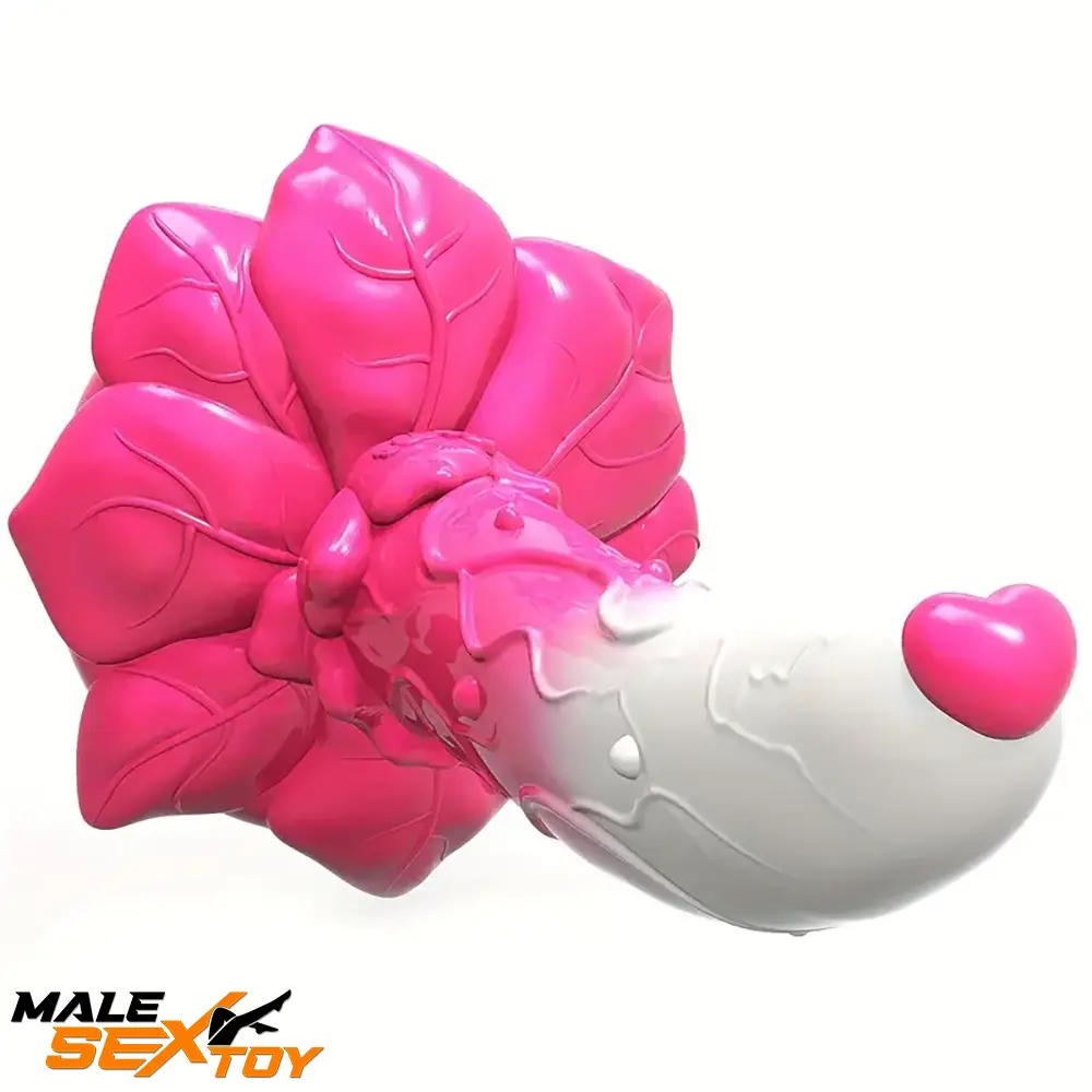 7.4in Soft Flexible Silicone Rose Shape Colored Particles Odd Dildo Male Sex Toy