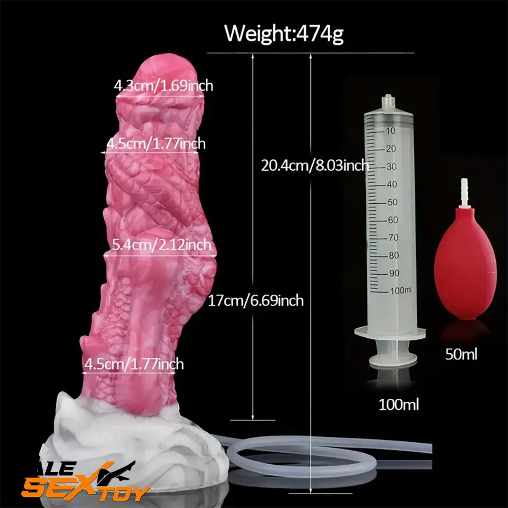 8.03in Realistic Animal Alien Dragon Ejaculating Silicone Penis Dildo Male Sex Toy