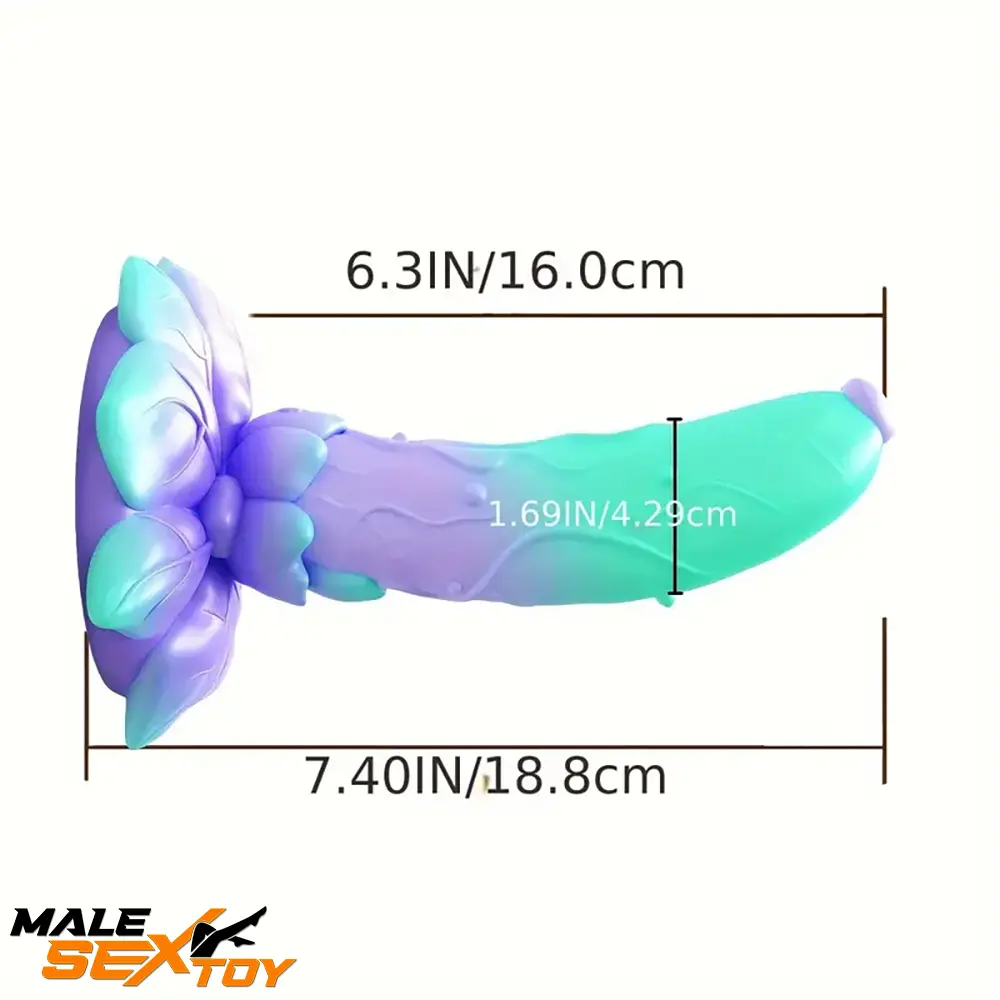 7.4in Soft Flexible Silicone Rose Shape Colored Particles Odd Dildo Male Sex Toy