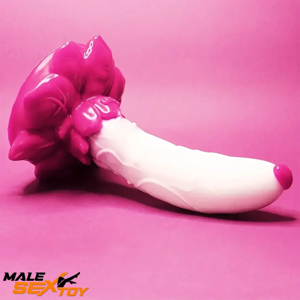 7.4in Soft Flexible Silicone Rose Shape Colored Particles Odd Dildo Male Sex Toy