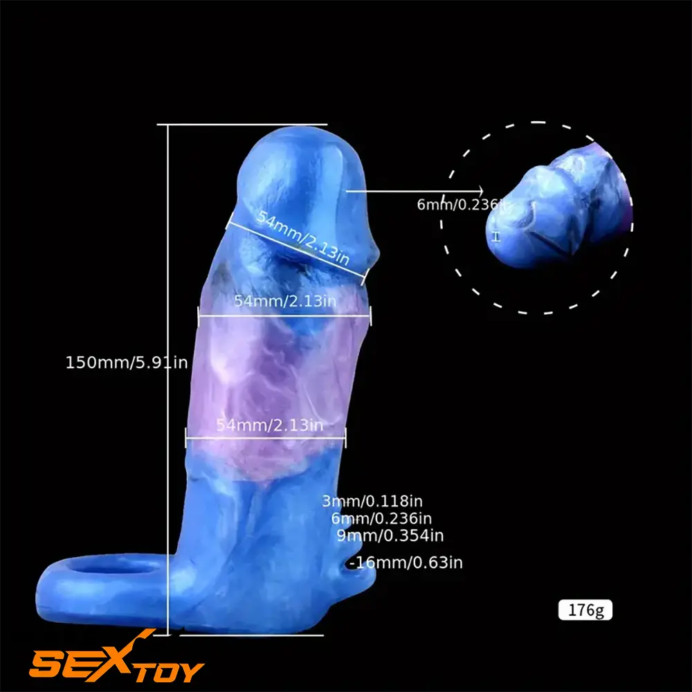 Multiple Lengths Fantasy Silicone Soft Penis Sleeve Ring Hollow Dildo Male Sex Toy