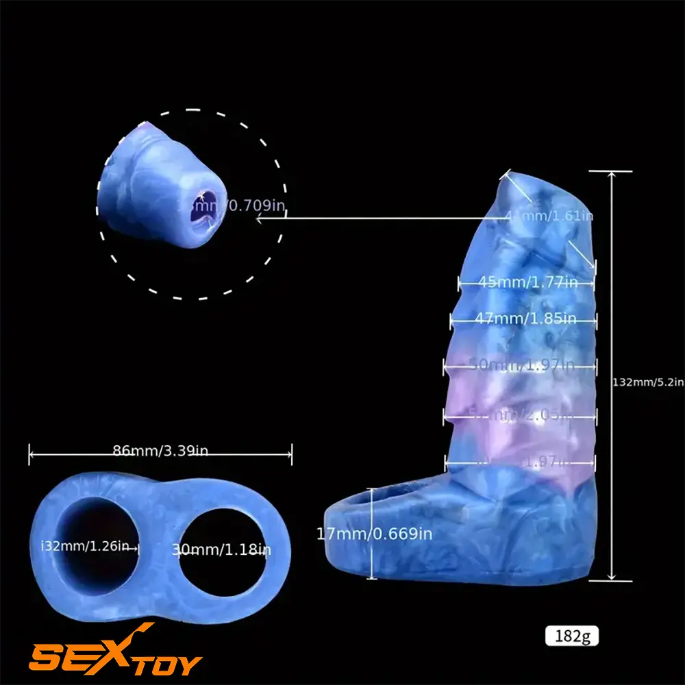 Multiple Lengths Fantasy Silicone Soft Penis Sleeve Ring Hollow Dildo Male Sex Toy