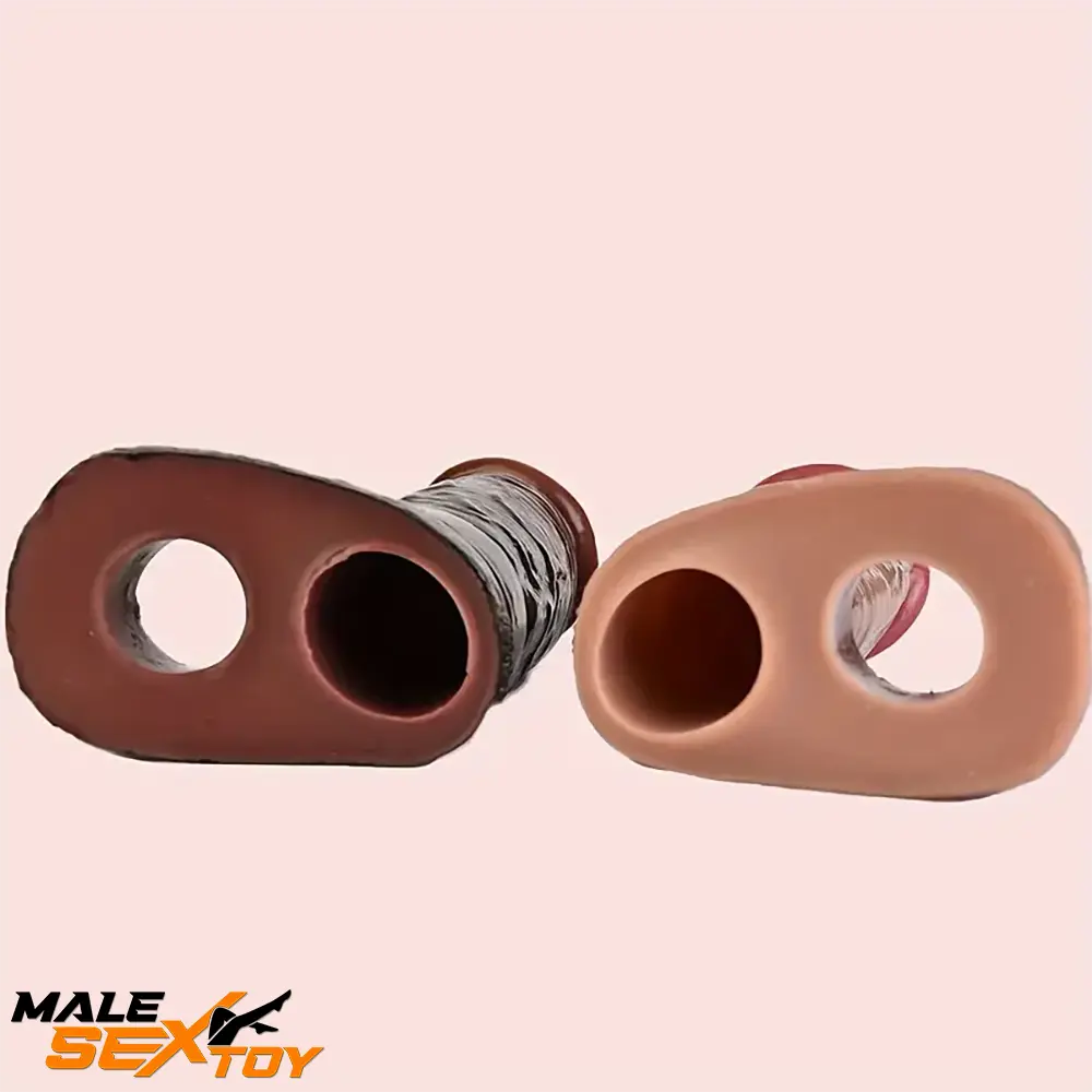 5.12in Silicone Soft Skin Feeling Hollow Dildo Sleeve For Delay Ejaculation Male Sex Toy