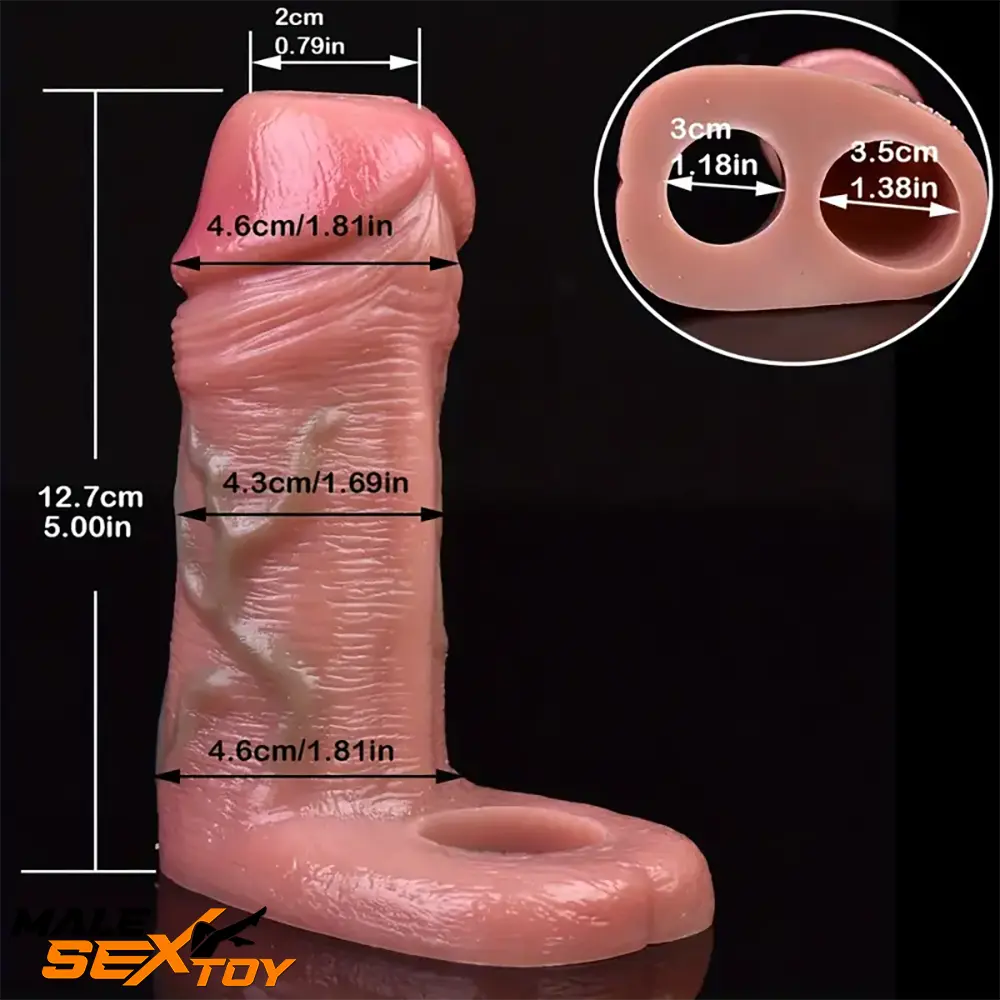 5in Realistic Silicone Soft Lifelike Dildo Sleeve For Penis Enlargement Male Sex Toy