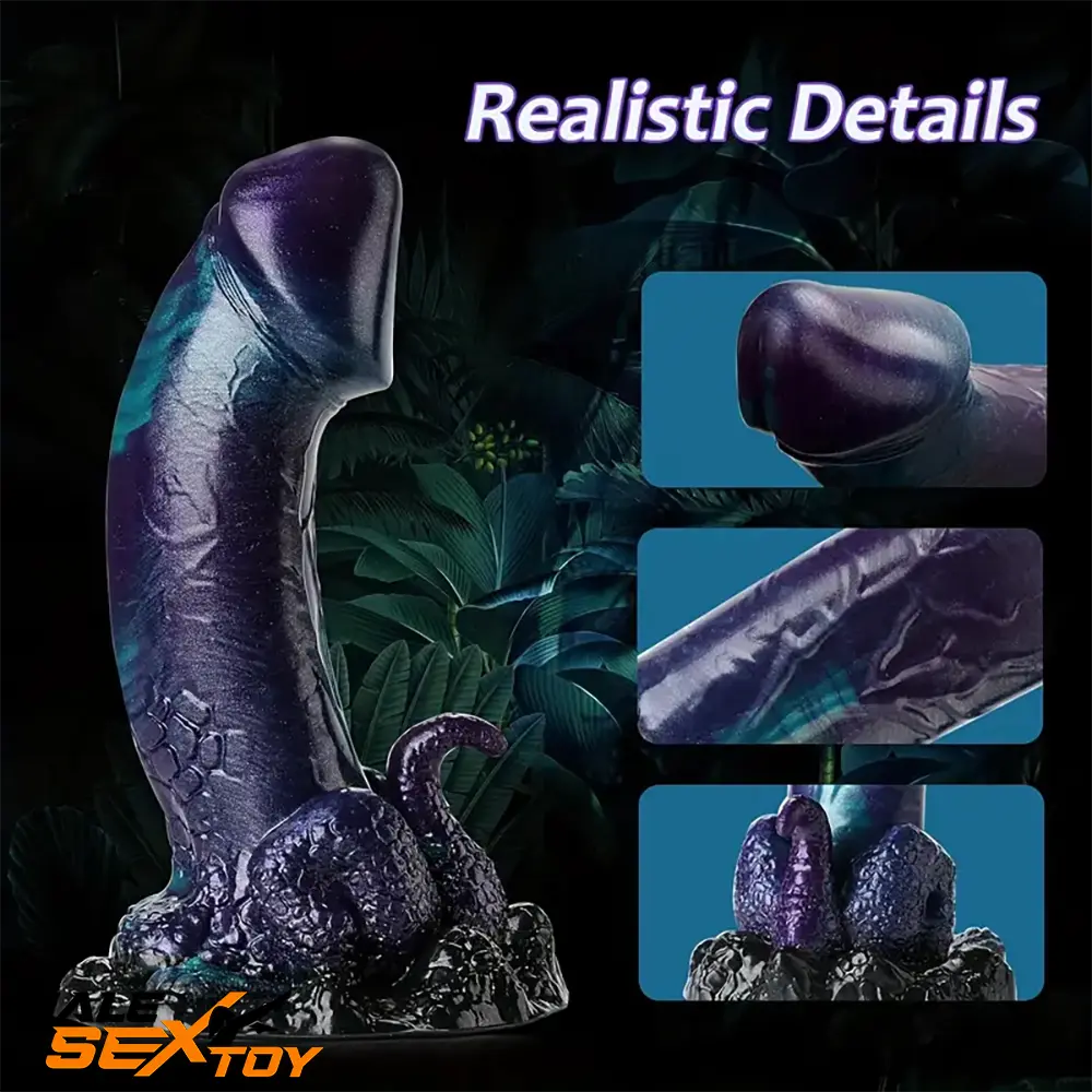 7.6in Dragon Fantasy Silicone Anal Monster Creature Dildo With Tentacle Male Sex Toy