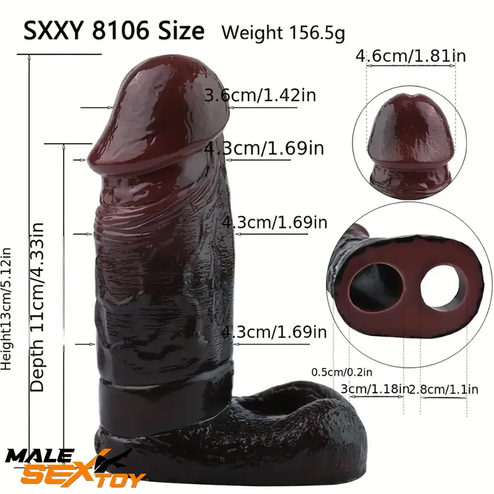 5.12in Silicone Soft Skin Feeling Hollow Dildo Sleeve For Delay Ejaculation Male Sex Toy