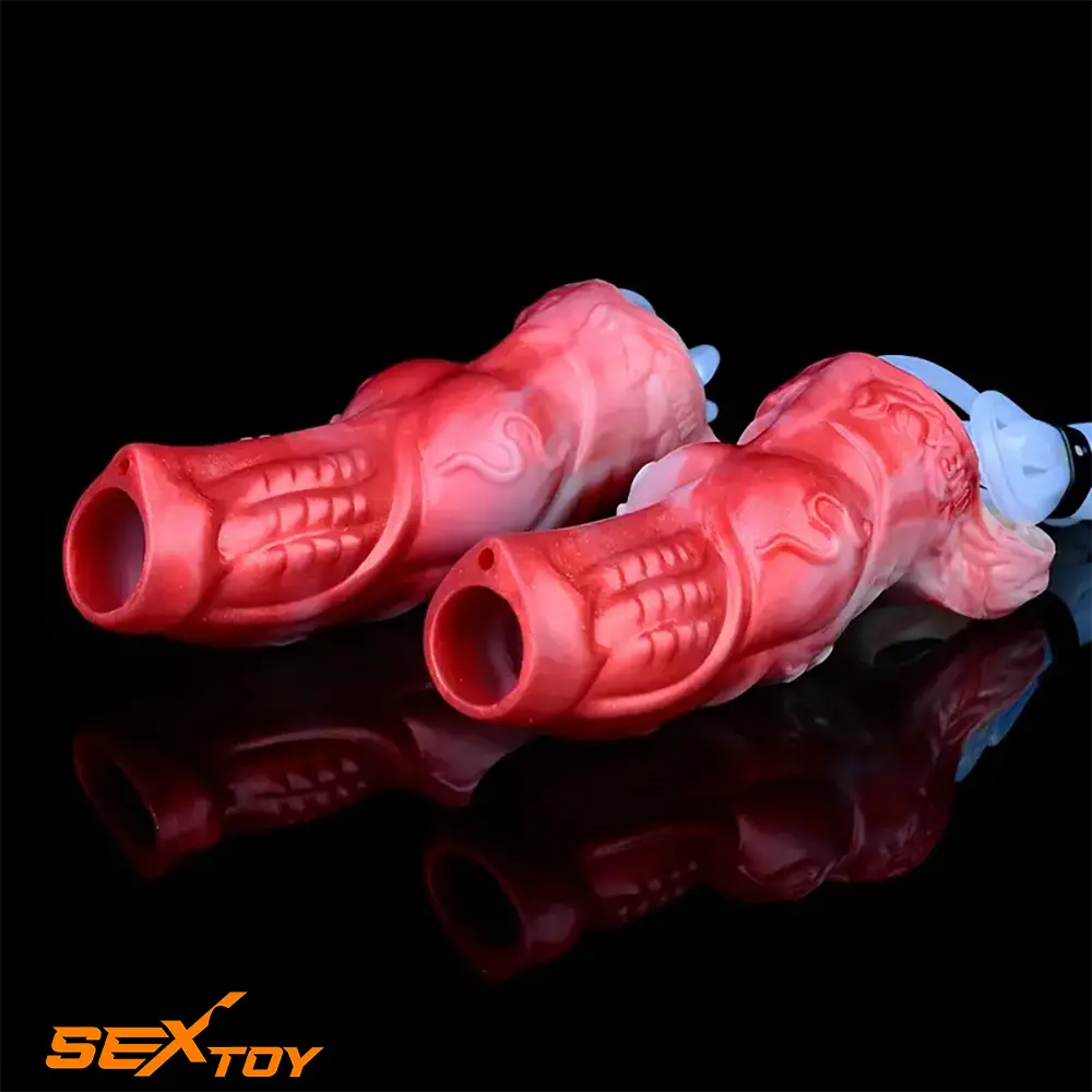 4.8in 5.59in Soft Liquid Silicone Monster Hollow Dildo Sleeve For Delay Male Sex Toy