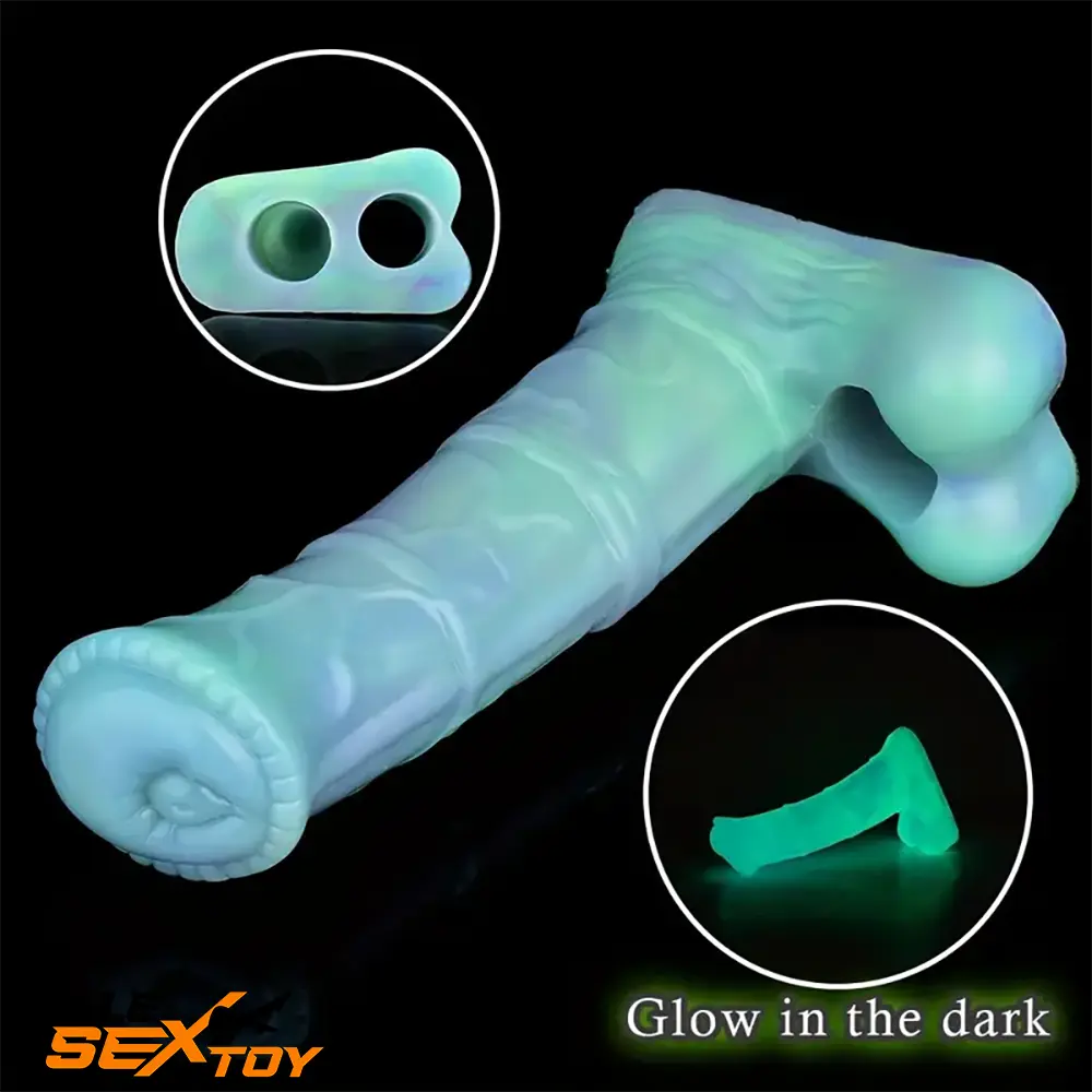 7.78in Liquid Silicone Fantasy Horse Glowing Luminous Real Cock Dildo Male Sex Toy