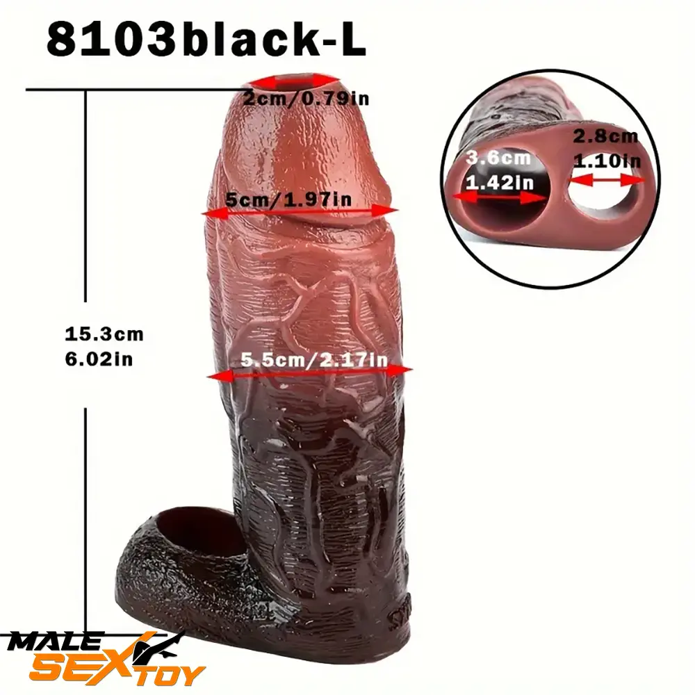 4.53in 5.24in 6.02in Silicone Soft Real Dildo Sleeve For Cock Enlargement Male Sex Toy