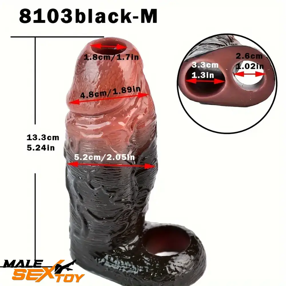 4.53in 5.24in 6.02in Silicone Soft Real Dildo Sleeve For Cock Enlargement Male Sex Toy